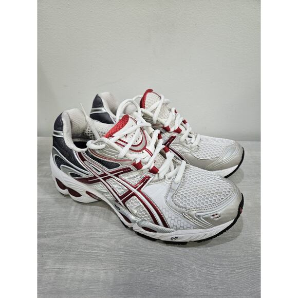 VTG Y2K Asics Gel Nimbus 11 Womens Size 8 Running Shoes Sneakers White Red T991N - Picture 1 of 9